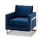 Baxton Studio Matteo Royal Blue Velvet Upholstered Gold Finished Armchair 156-9782 - alternate 4